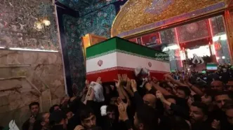 فرزندان آیت‌الله سیستانی در مراسم تشییع رهبر شهید