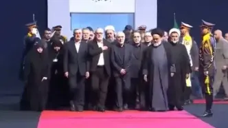 وداع جمعی از اعضای حزب‌الله لبنان و خانوادهٔ سید حسن نصرالله و عماد مغنیه و فرماندهان شهید حزب‌الله با رهبر شهید انقلاب