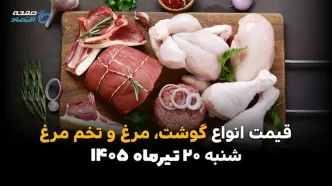 قیمت مرغ، گوشت و تخم‌مرغ امروز شنبه ۲۰ تیر ۱۴۰۵ | جدیدترین نرخ بازار