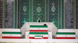 ادای احترام میهمانان خارجی و نمایندگان ادیان به پیکر شهدای انقلاب در مصلی تهران