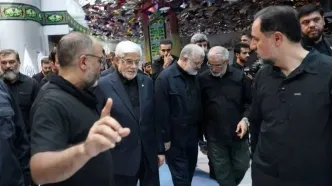 محمدرضا عارف در مراسم تشییع رهبر انقلاب
