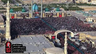 تصاویر هوایی از تشییع رهبر شهید در مسجد جمکران
