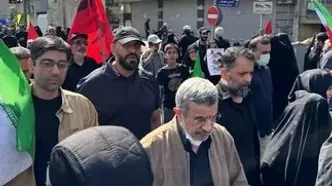 حضور محمود احمدی‌نژاد در مراسم تشییع رهبر شهید انقلاب