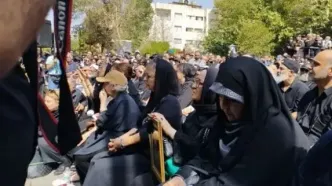 آزیتا حاجیان، امیر آقایی، فرهاد اصلانی، بهرام افشاری و ایرج طهماسب در مراسم تشییع اکبر عبدی/ فیلم