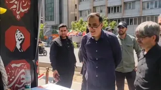بازدید رئیس بنیاد شهید از مواکب این بنیاد در مسیر تشییع پیکر مطهر رهبر شهید