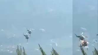 لحظه هولناک برخورد دو هلیکوپتر با هم