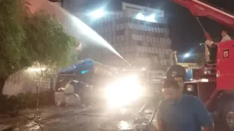 آتش‌سوزی گسترده در اطراف میدان شهرداری گرگان