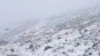 تصاویر کم‌نظیر از برف تابستانی روی بام ایران