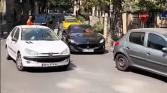 تصادف عجیب یک مازراتی در خیابان فرشته!