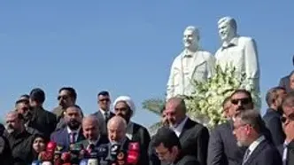 ببینید | قالیباف خطاب به شهید سلیمانی و شهید ابومهدی در عراق: آماده‌ایم جان و مال و آبروی خود را فدای این مسیر مقدس کنی