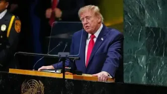 حضور تنها نماینده ایران به هنگام سخنرانی دونالد ترامپ در سازمان ملل/ ویدئو