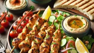 طرز تهیه  کباب لذیذ شیش طاووق عربی با مرغ
