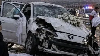 عروس حادثه دیشب اتوبان آزادگان، جان باخت