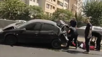 تصادف زنجیره‌ای 12 خودرو در بزرگراه یادگار امام/ 7 نفر مصدوم شدند