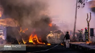 حادثه انفجار تانکر سوخت در سنندج +تصاویر