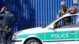 تصویر حمله مسلحانه به خودروی پلیس در ایرانشهر