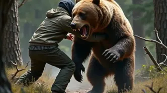حمله خرس به یک چوپان؛ مرد زخمی و فداکار حاضر به شلیک نشد!