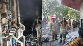 آتش‌سوزی گسترده در انبار داروخانه در یوسف آباد تهران