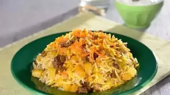 طرز تهیه قنبیدپلو قم با کلم قمری و گوشت قلقلی