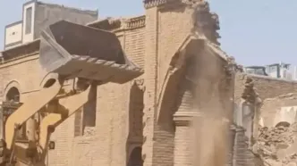 تخریب عجیب یک کاروانسرای تاریخی در سبزوار/ ویدئو
