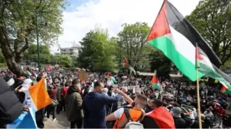 تجمع حامیان فلسطین در گلاسکو علیه مسابقات ایرلند و اسرائیل