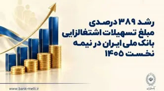 رشد ۳۸۹ درصدی مبلغ تسهیلات اشتغالزایی بانک ملی ایران در نیمه نخست ۱۴۰۵