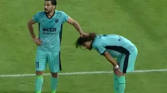 گل مردود پیکان به مس شهر بابک توسط احمدی؛ فیلم صحنه جنجالی