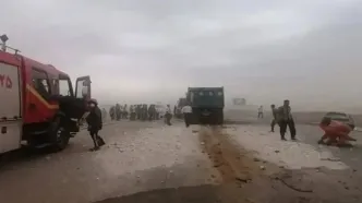 طوفان شن در محور قم ـ گرمسار حادثه آفرید
