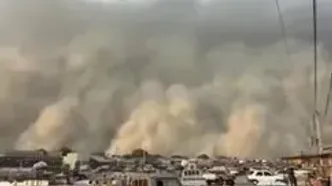 لحظات ورود طوفان شن به چابهار