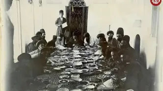 تصویری از یک سفره ناهار اعیانی در دوران احمدشاه
