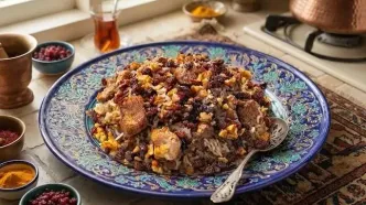 طرز تهیه رب پلو شیرازی با مرغ، گردو و رب انار