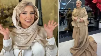 مرجانه گلچین با گونی لباس دوخت و پوشید / زیبایی گونی بر تن خانم بازیگر را ببینید