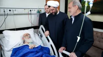 تصاویر؛ عیادت پزشکیان از آیت‌الله نوری همدانی