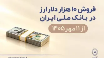 فروش 10 هزار دلار ارز در بانک ملی ایران از 11 مهرماه + شرایط دریافت