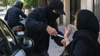 فیلم لحظه سرقت خشن دستبند زن تهرانی مقابل خانه‌اش در تهرانپارس+ گفتگو با مال باخته
